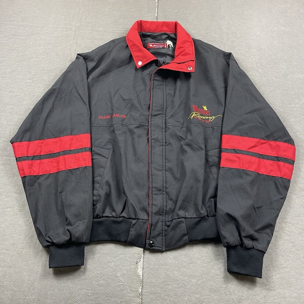 Vintage Winston Racing Team Swingster Jacket Mens Large Black Red Made USA